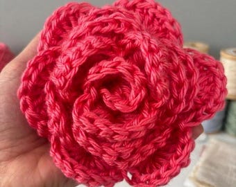 Crochet Rose Pattern PDF, Textured Flower Tutorial, Easy Applique (Instant Download)