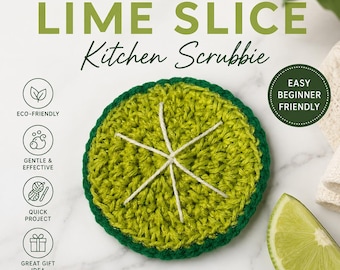 Lime Slice Crochet Scrubbie Pattern | Eco-Friendly Kitchen Dish Scrubber (PDF Download)