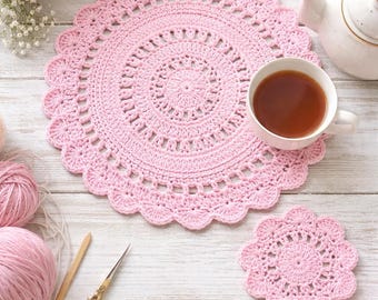 Round Crochet Placemat Pattern, Boho Farmhouse Lace Doily, Beginner Table Decor (PDF Download)