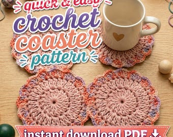 Quick and Easy Crochet Coaster Pattern | Easy Beginner Coasters (PDF Download)