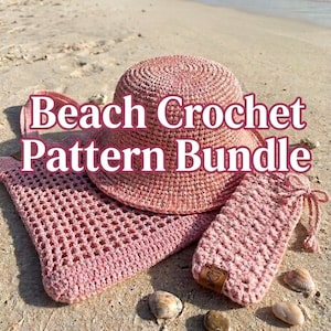 Crochet Beach Pattern Bundle – Raffia Sun Hat, Market Bag, Glasses Case (PDF)