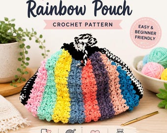 Crochet Drawstring Pouch Pattern | Beginner Friendly Crochet Bag Tutorial | Instant Download PDF