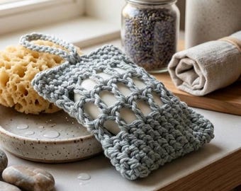 Crochet Soap Saver Pattern, Mesh Soap Holder Bag PDF, Easy Beginner Crochet Pattern, Soap Pouch with Strap, Zero waste bathroom