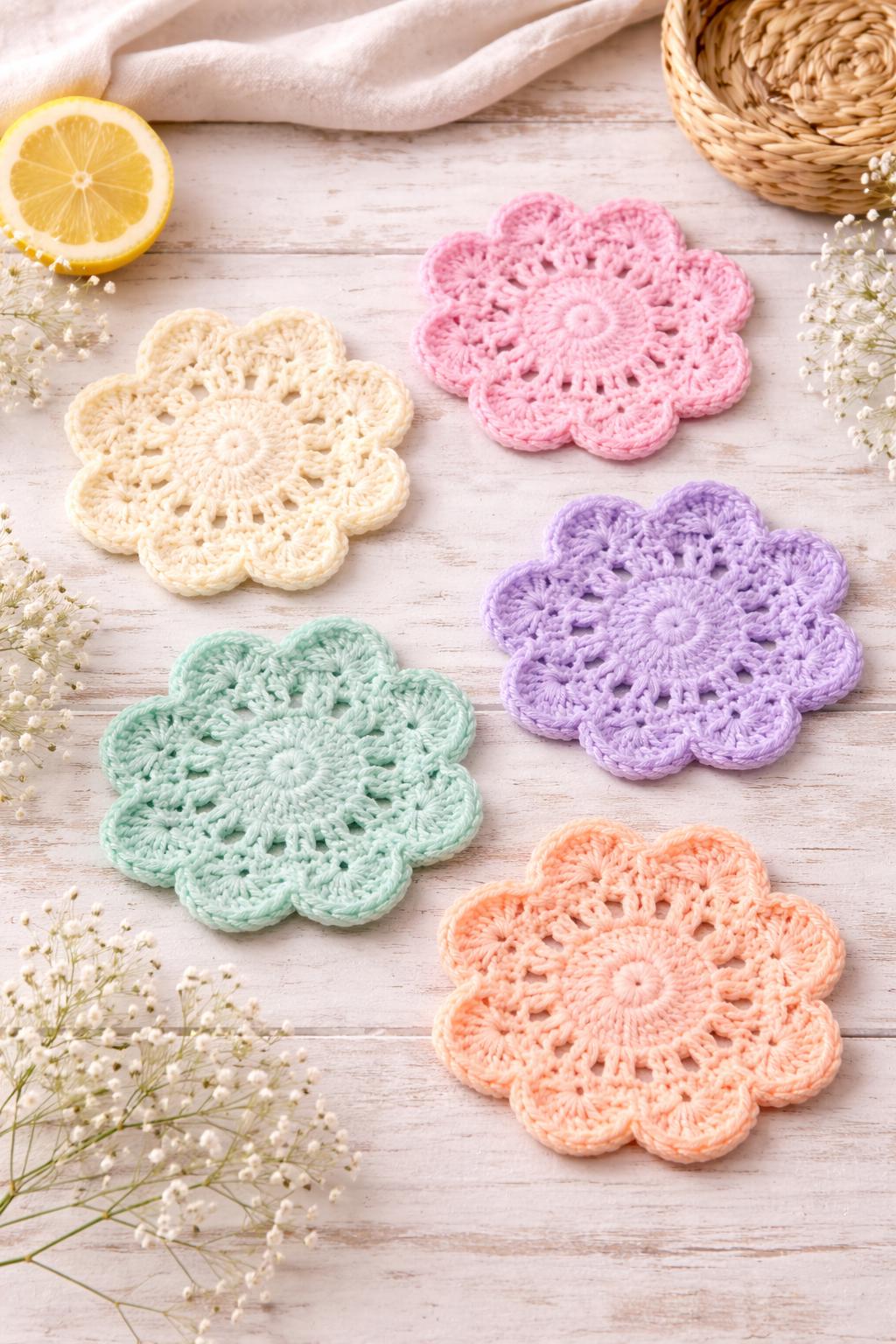 Crochet Flower Coaster Pattern | Easy Beginner Floral Coasters (PDF ...