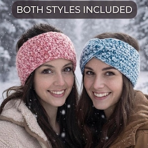 Chunky Crochet Ear Warmer & Twisted Headband Pattern (PDF Download)