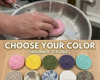 Handmade Crocheted Dish Scrubby, Reusable Eco-Friendly Kitchen Sponge Alternative
