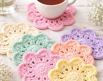 Crochet Flower Coaster Pattern | Easy Beginner Floral Coasters (PDF Download)