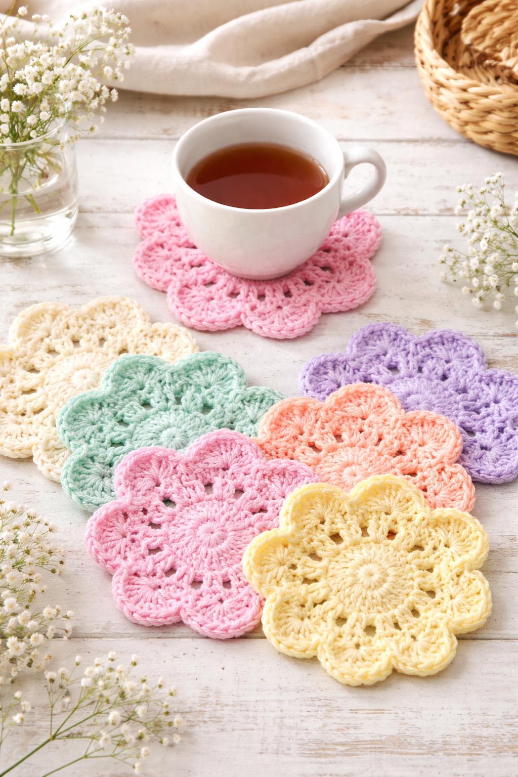 Crochet Flower Coaster Pattern | Easy Beginner Floral Coasters (PDF ...