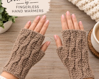Crochet Fingerless Gloves Pattern, Easy Wrist Warmers (Digital Download)