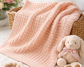 Beginner Crochet Baby Blanket Pattern, Textured Throw, Gender Neutral (PDF Download)