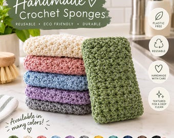 Dish Sponge, Reusable Kitchen Scrubber, Textured Dishwashing Sponge, Eco Friendly Kitchen Gift, Handmade