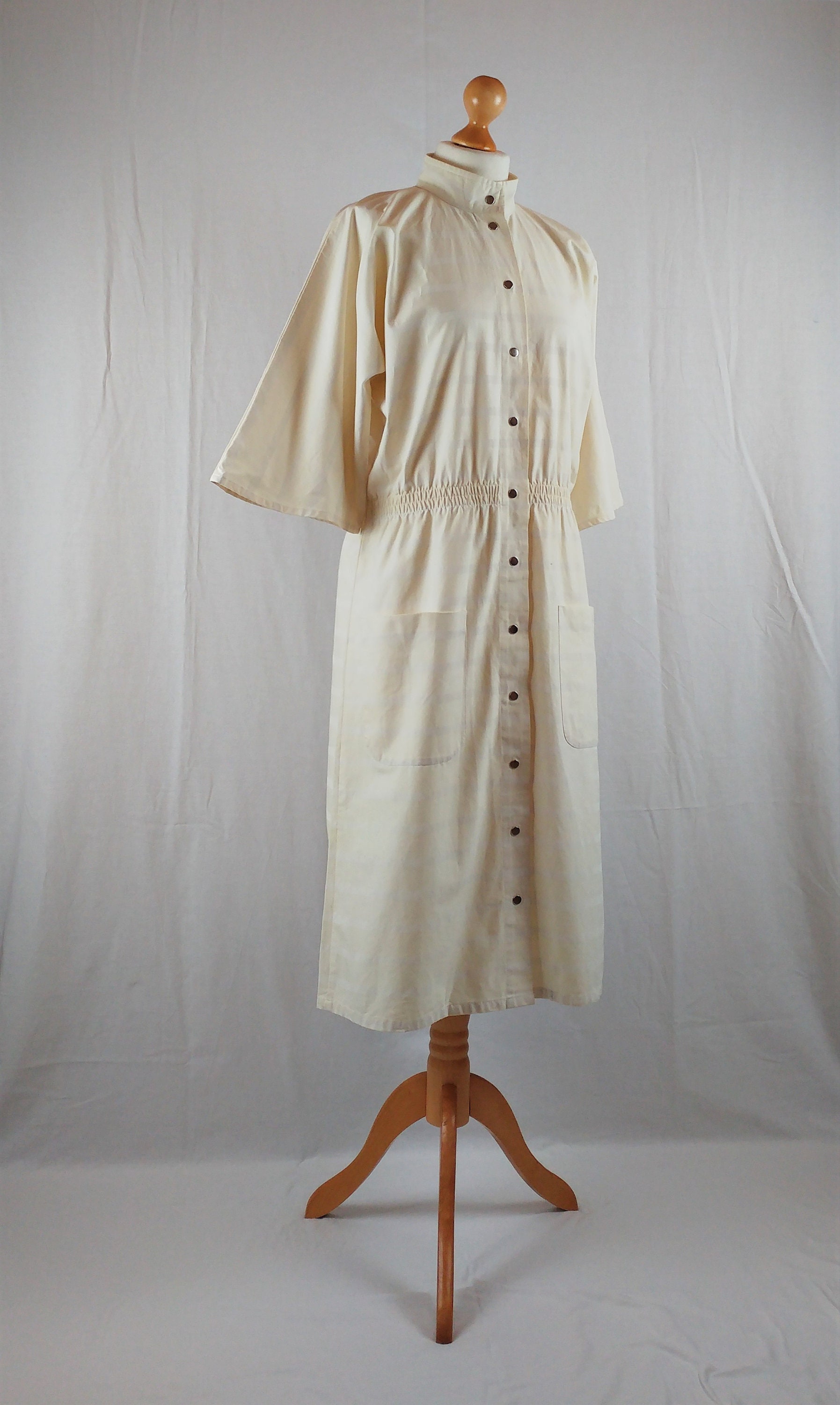 Vintage Vuokko 1970s Cream Striped Kimono Sleeve Midi Dress | Etsy