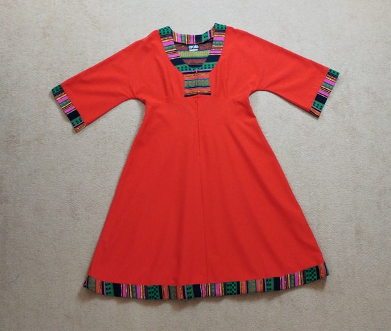 Finnish Vintage Arola 1970s Red Embroided Peasant