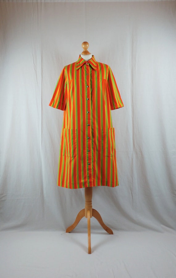 Vintage 1960s Vuokko Bright Striped Cotton Print M