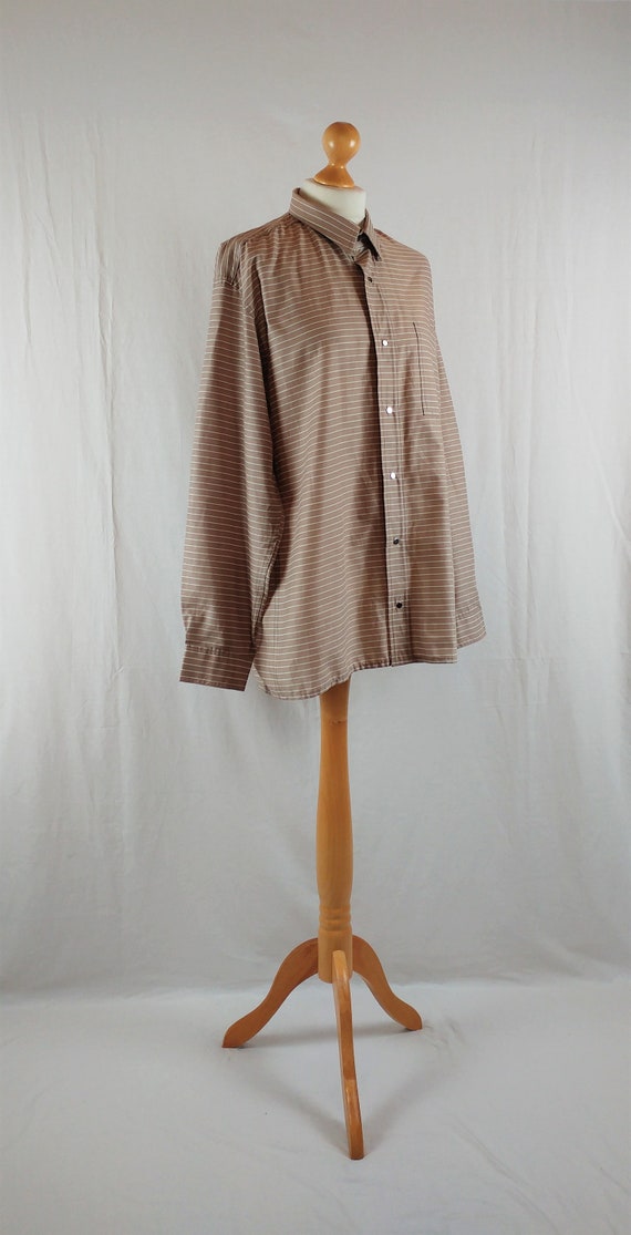 Vintage Vuokko 1970s Beige & White Striped Button