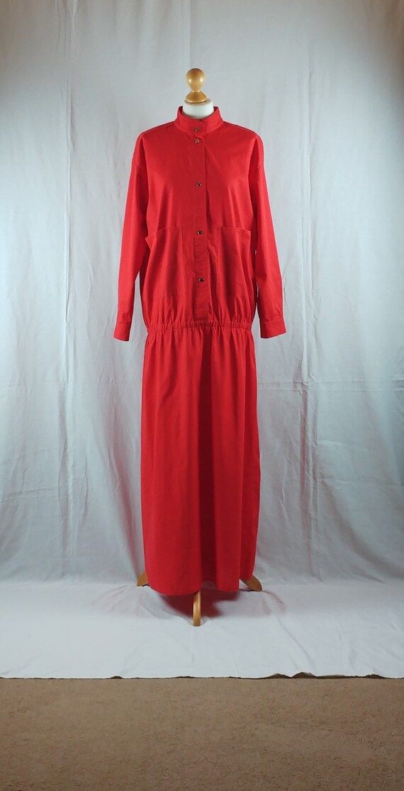 Vintage 1970/80s Vuokko Red Cotton Oversized Maxi