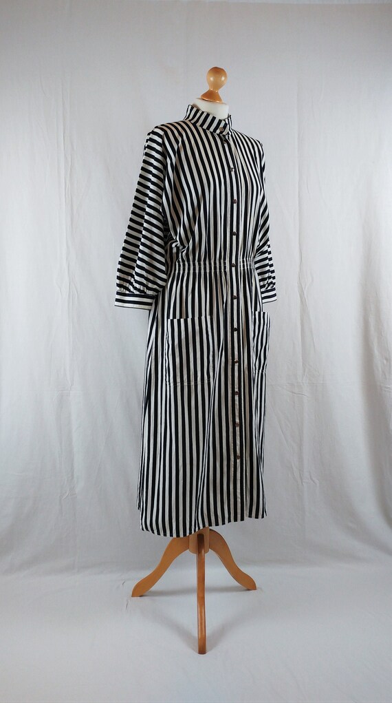 Vintage Vuokko 1970s Black & White Striped Oversiz