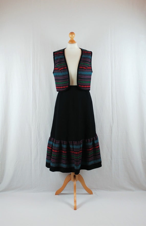 Finnish Vintage Arola 1970s Bohemian Embroided Ves