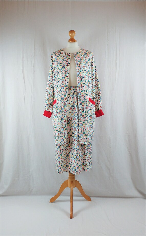 Vintage Marimekko 1980s Geometric Print Oversized
