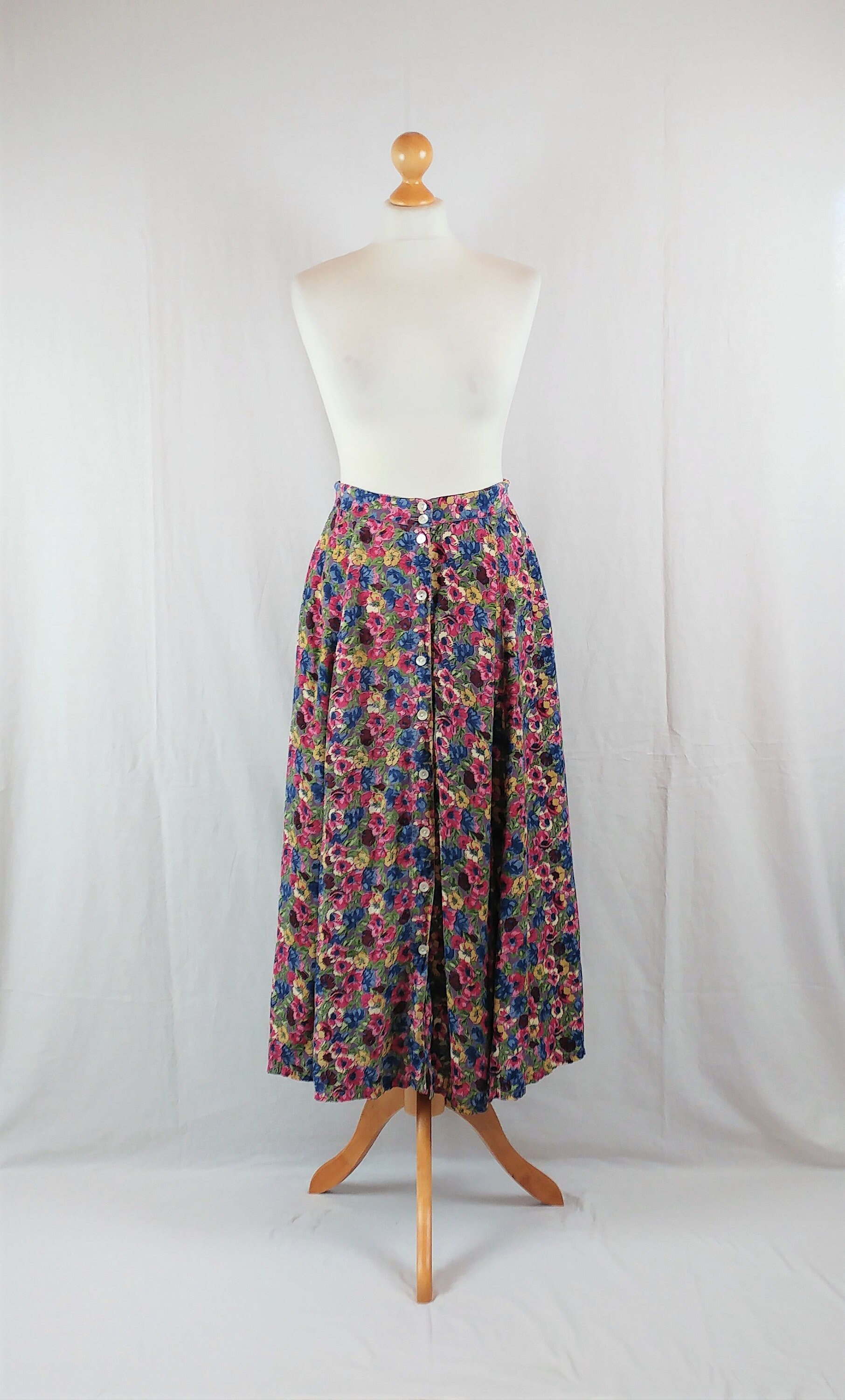 Vintage Monsoon 1990s Floral Midi Skirt | Etsy