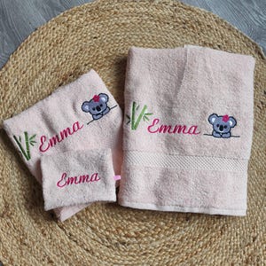 Coffret de bain pour Enfant - Animaux  et Personnalisables - Ensemble de serviettes et gant de toilette avec broderie à la demande