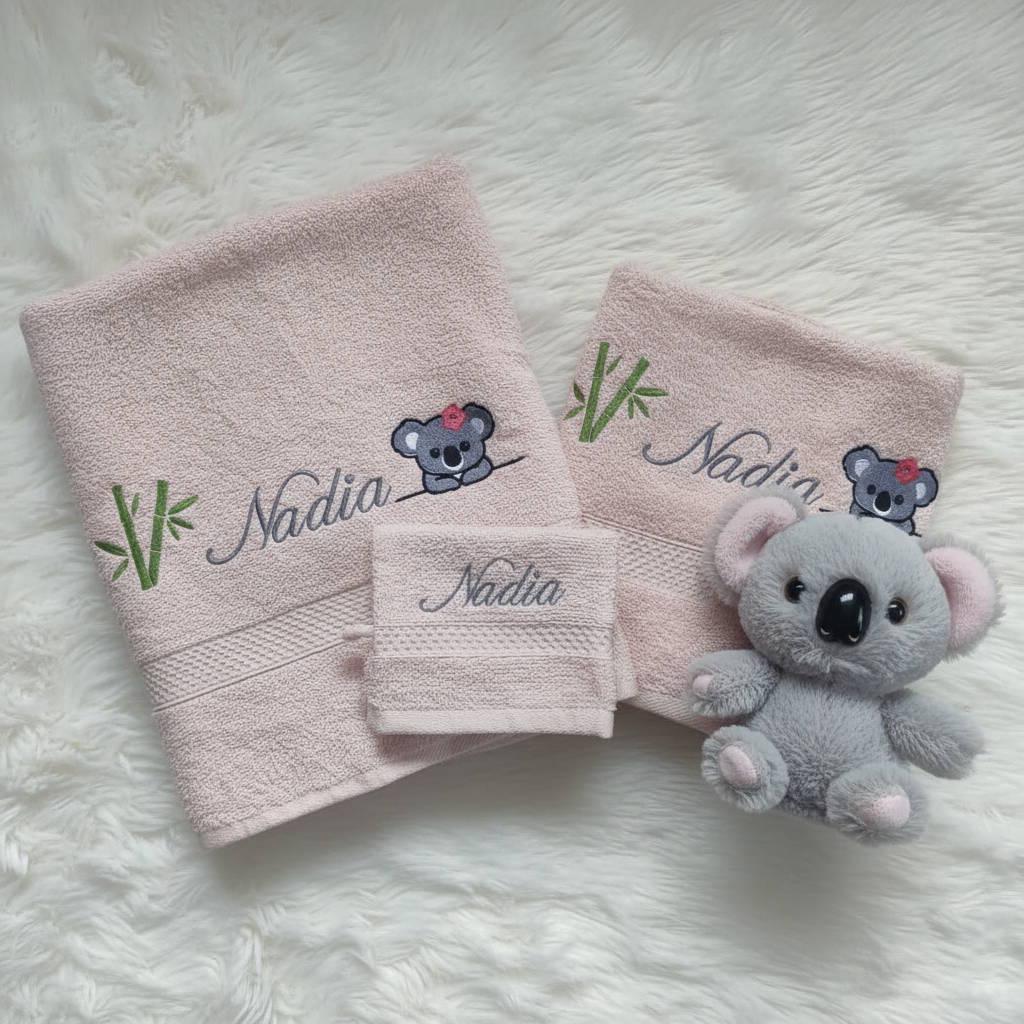 Coffret De Bain Personnalisable, Ensemble Drap De Bain, Serviette Et Gant De Toilette Avec Broderie À La Demande, Pour Cadeau, Prénom Personnalisable