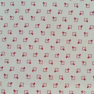 Patchworkstoff, gebrochenes Weiß, Ecru-Farben, rote geometrische Muster, 100 % Baumwolle, REF CLASSIC/ROT