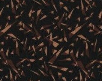 Fat quarter, tissu patchwork,  motifs en pointe , ton marron et beige,  fond noir, 100% coton,  REF   120/2122PB