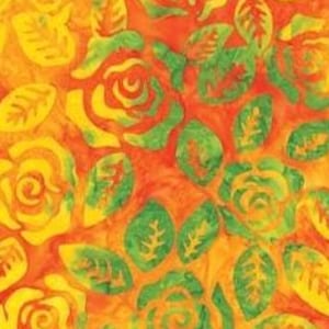Tela patchwork batik 100% algodón, estampado de flores, amarillo, naranja, verde, degradado, REF CITRUS/355