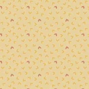 May include: A repeating pattern of small, yellow and red arrow shapes on a light tan background. The arrows are scattered across the surface, creating a textured, all-over design. The pattern is simple and geometric.