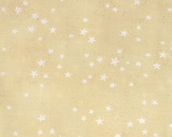 Patchwork fabric, Laurel Burch, 100% cotton, cream white color, small white stars, gold dots, tone on tone, REF LBURCH/BC85