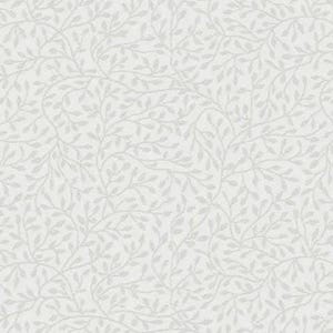 Könnte beinhalten: Nahtloses Muster mit einem sich wiederholenden Design aus verschlungenen Ästen und Blättern. Die Blätter und Äste sind in einem weichen Grau auf weißem Hintergrund gehalten, was einen subtilen, strukturierten Effekt erzeugt. Geeignet für Tapeten oder Stoff.