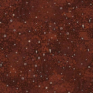 Könnte beinhalten: Ein nahtloses Muster in Brauntönen mit einer komplexen Anordnung geometrischer Formen, darunter Dreiecke, Quadrate und Kreise. Das Design integriert verschiedene Texturen und Muster und erzeugt eine visuell reichhaltige und detaillierte Komposition.