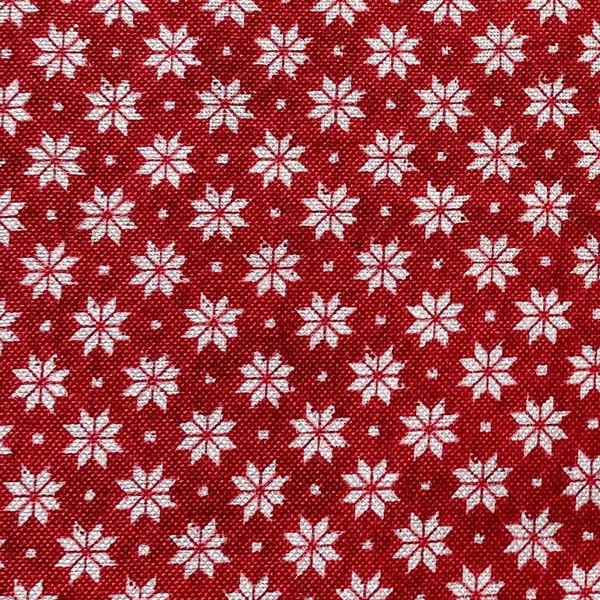 Tissu patchwork, 100% coton, coloris rouge, étoiles blanches,  REF   SCANDI/1864