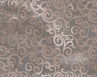 Sale coupon, patchwork fabric, QT, stone gray color, nuanced, large arabesques, tone on tone, 100% cotton, REF 24174/GS