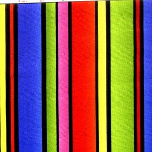 Patchwork fabric, irregular stripes, colors green, blue, red, pink, yellow, black, 100% cotton, REF PARTY