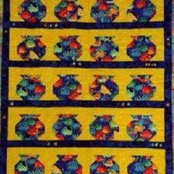 Patchwork traditionnel, coloris multicolores, motif aquarium, piécé , quilté main, tissu patchwork, 100% coton, 140 cm x 160 cm,  REF BORNEO