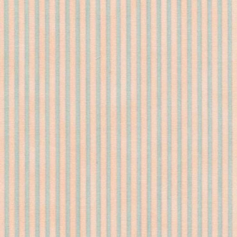 almond green and peach pink stripes 100/% cotton patchwork fabric very lowly nuanced REF PECHE Fat quarter sold