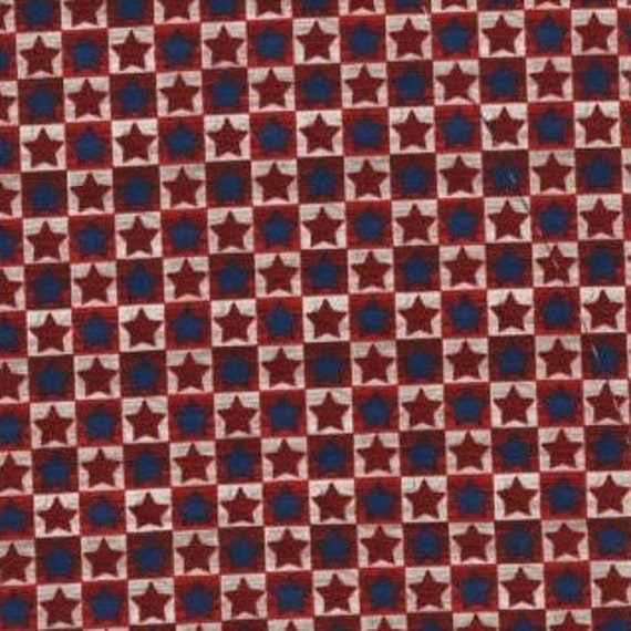 Patchworkstoff, amerikanischer Druck, rot, blau, beige, Sterne in