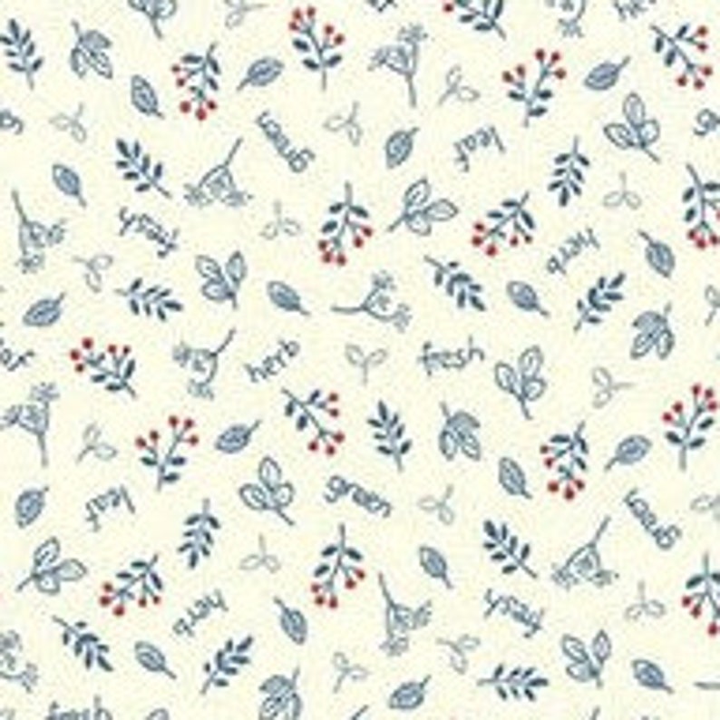 Tissu patchwork, Lecien, petit motif rouge et bleu, fond écru, 100% coton , REF ST6800/790 image 1