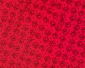Coupon soldé, tissu patchwork, 90 cm x 130 cm , petit motif, coloris rouge, ton sur ton, faux uni, 100% coton, REF  ROUGE/GL