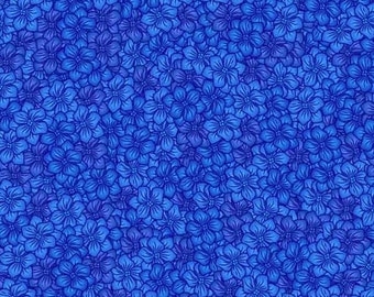Sale coupon, patchwork fabric, 0.20 cm, 100% cotton, Stof, sapphire blue color, flower petal, tone on tone, semi-plain, REF FFLOW/308