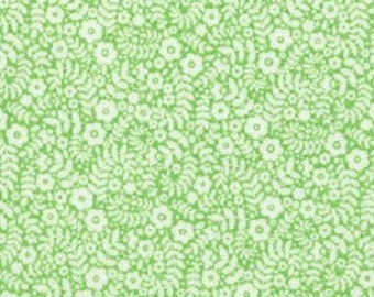 Tissu patchwork , motif petit liberty, vert tendre et blanc, 100 % coton, REF  PASTEL254