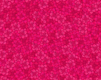 Patchwork fabric, 100% cotton, Stof, fuchsia pink, flower petal, tone-on-tone, faux plain, REF FFLOW/307