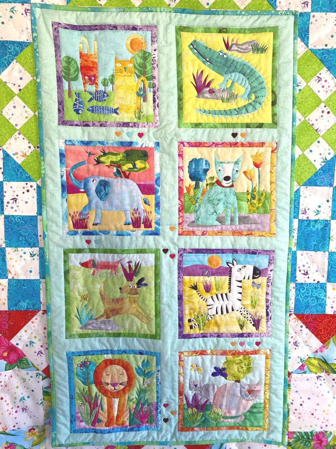 Traditional Patchwork Panel, 100% Cotton, Pastel Color, Different ...