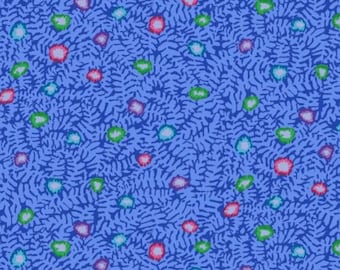 Patchwork fabric, 100% cotton, cornflower blue color, round green, blue, red, purple sparkle, gray heart, REF GP184/BLUE