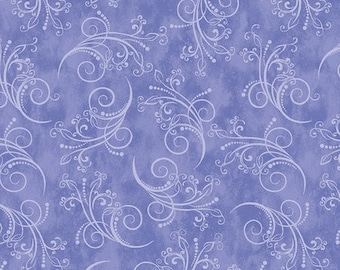 Patchwork fabric, 100% cotton, lavender blue color, shaded, fine stylized arabesques, tone on tone, semi-plain, REF EQUINOX/294