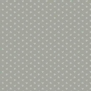 Könnte beinhalten: Ein nahtloses Muster mit einem hellgrauen Hintergrund und einem sich wiederholenden Design aus kleinen, weißen Blumenzweigen. Die Zweige sind gleichmäßig verteilt und erzeugen ein zartes, strukturiertes Aussehen. Geeignet für verschiedene Bastelprojekte.