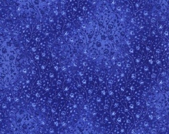 Patchwork fabric, Kaufman, royal blue, subtly shaded, almost solid color, small tone-on-tone flowers, 100% cotton, REF 4070/56