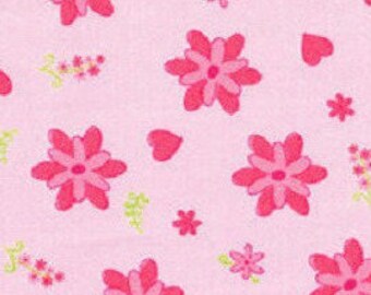 Fat quarter, tecido patchwork, flores rosas, fundo rosa claro, 100% algodão, REF 100/106
